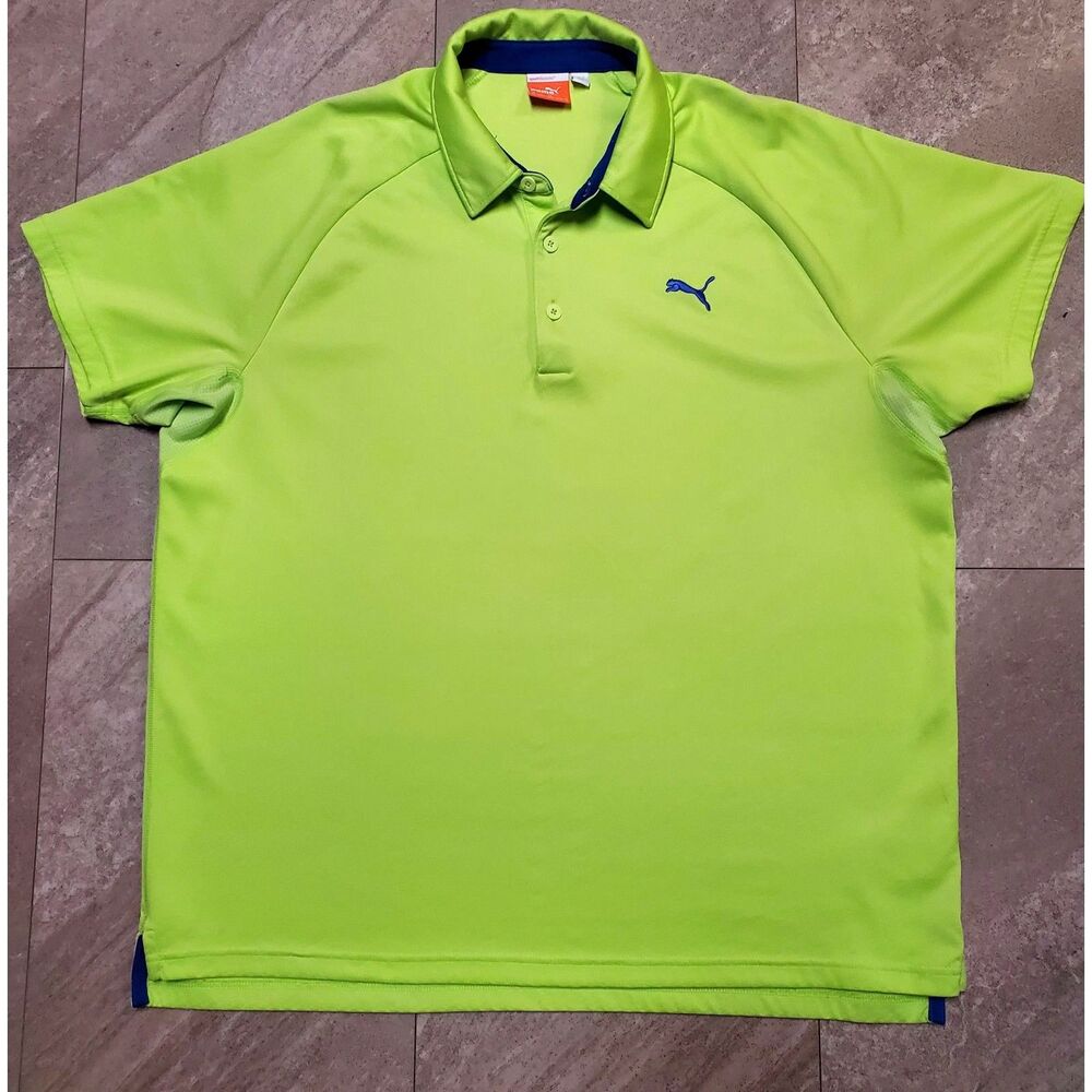 Puma Men's Neon Green Sport Lifestyle Golf Polo Men's Size XL